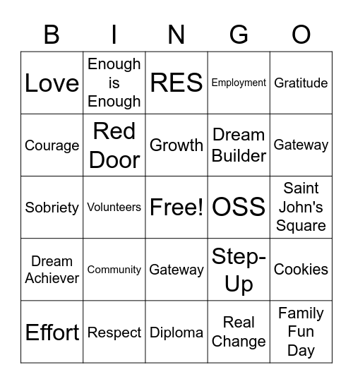 Saint John's Bingo Card