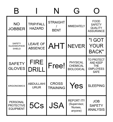 TYSON BINGO Card