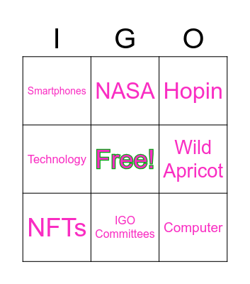 IGO Device Bingo Card