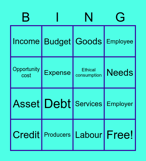 ECONOMICS & BUSINESS Bingo Card