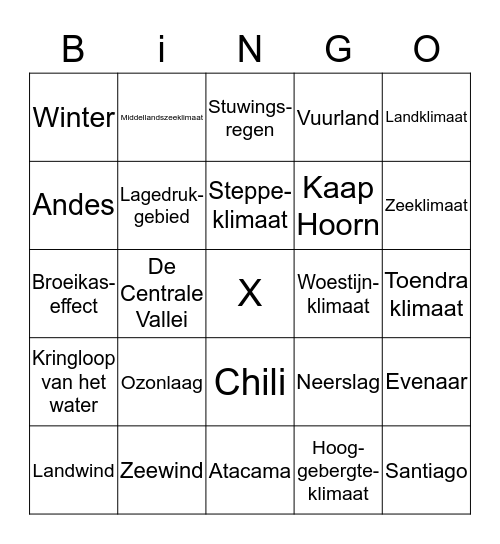 Bingo Klimaten - Chili  Bingo Card