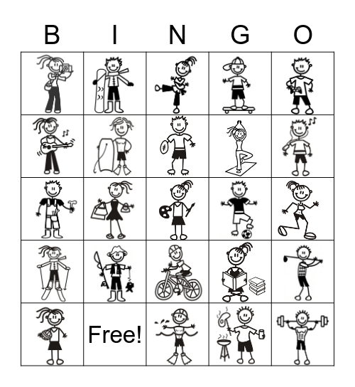 Interests and Hobbies Bingo Card