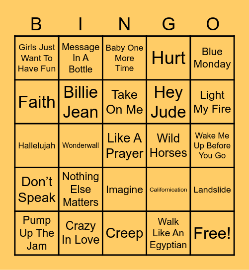 Iconic Covers Bingo Card