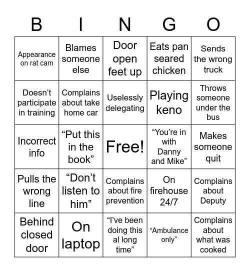 Bert Bingo Card