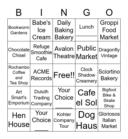 Out and About: Spirit of Communities Bingo Card