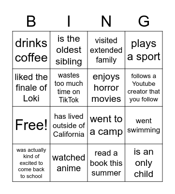Find Someone Who Bingo Card