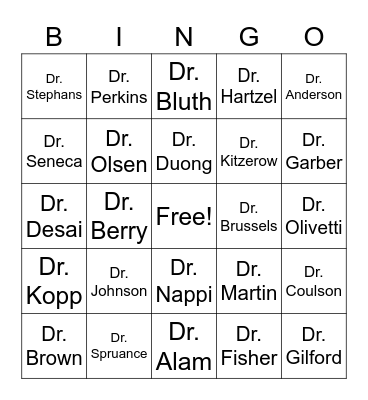 Providers Bingo Card