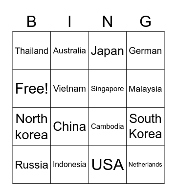 Negara Bingo Card