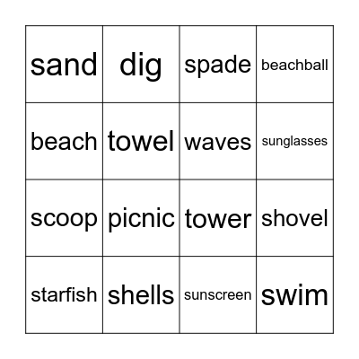 At The Beach Bingo Card