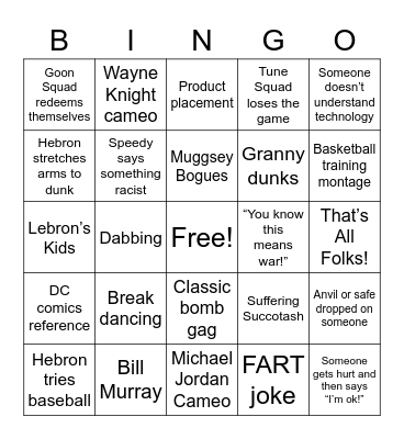 Space Jam 2 Electric Bugsaloo Bingo Card