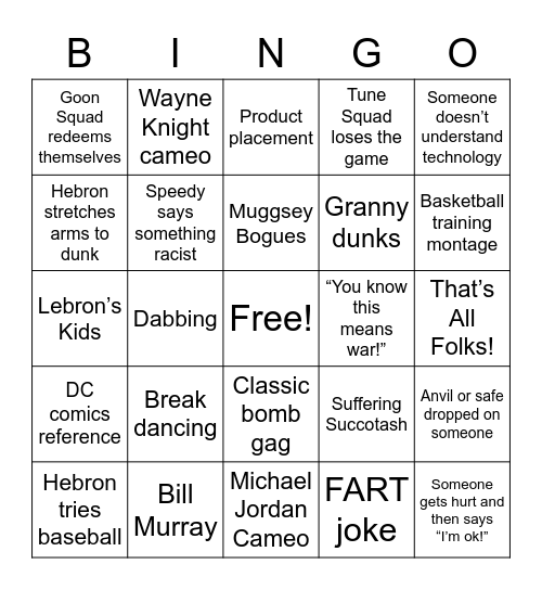 Space Jam 2 Electric Bugsaloo Bingo Card