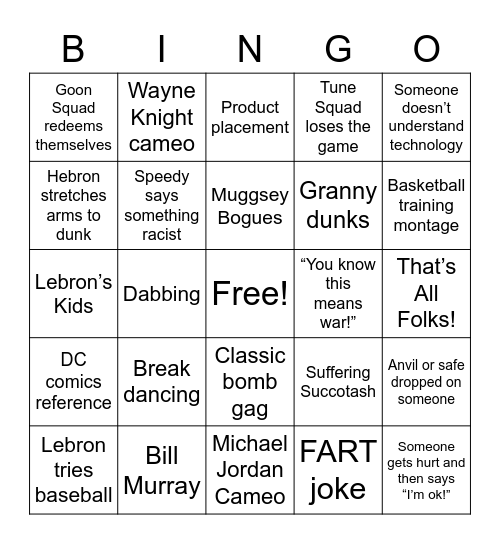 SPACE JAM 2 Electric Bugsaloo Bingo Card