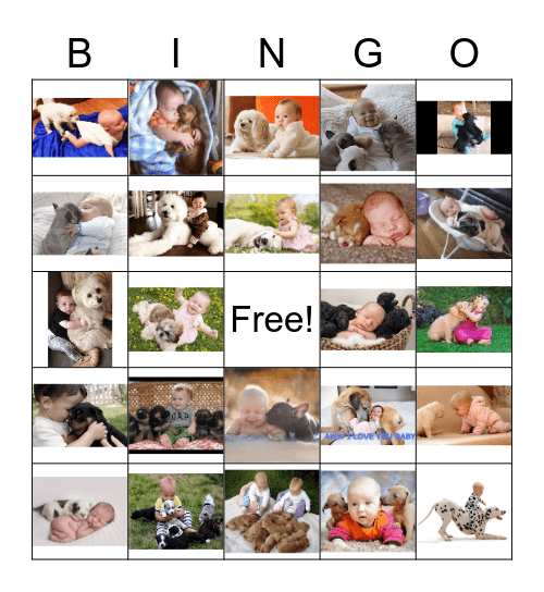 Babies an Puppies Bingo Card