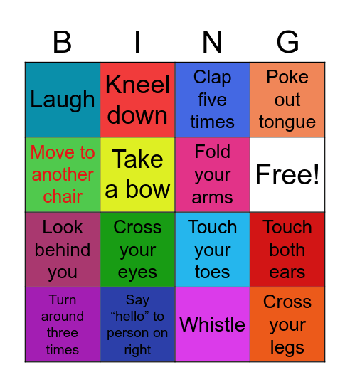 Tiny movements Bingo Card