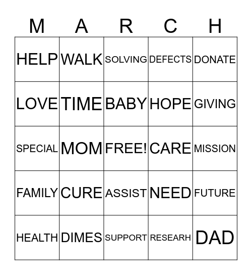 FOR THE BABYS Bingo Card