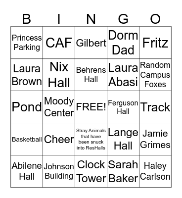 HSU Bingo Card