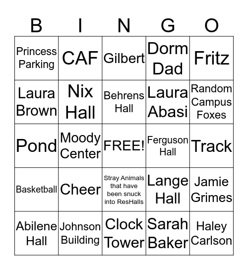 HSU Bingo Card