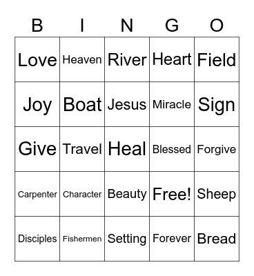 Jesus Bingo Card