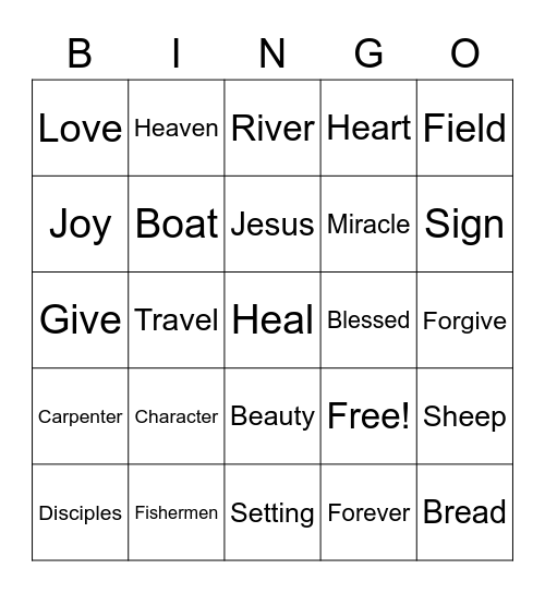 Jesus Bingo Card