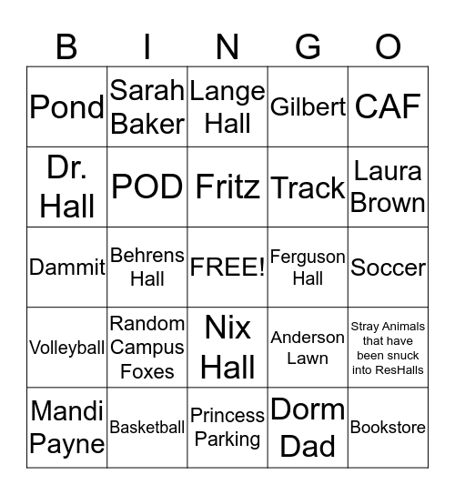 HSU Bingo Card
