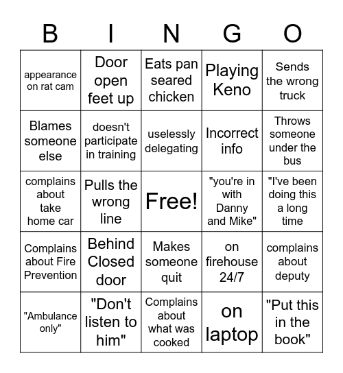 Bert Bingo Card