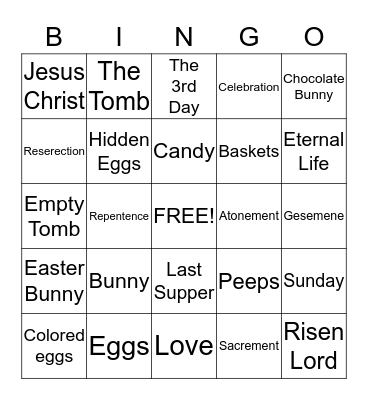 EASTER Bingo Card