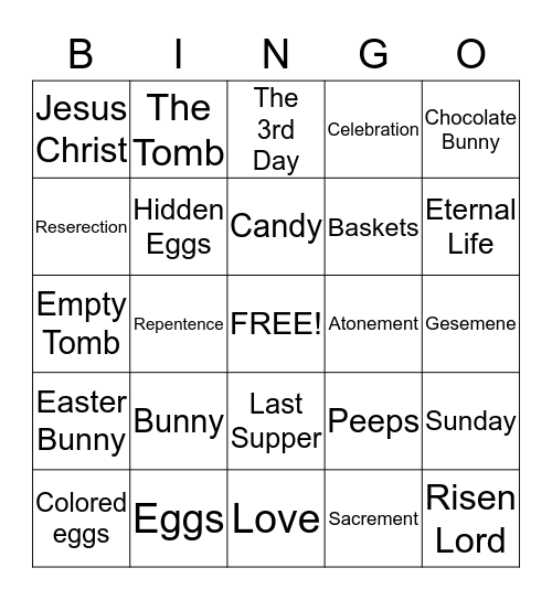 EASTER Bingo Card