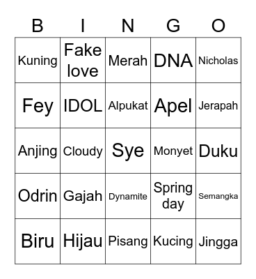 Bingo butterfly Bingo Card