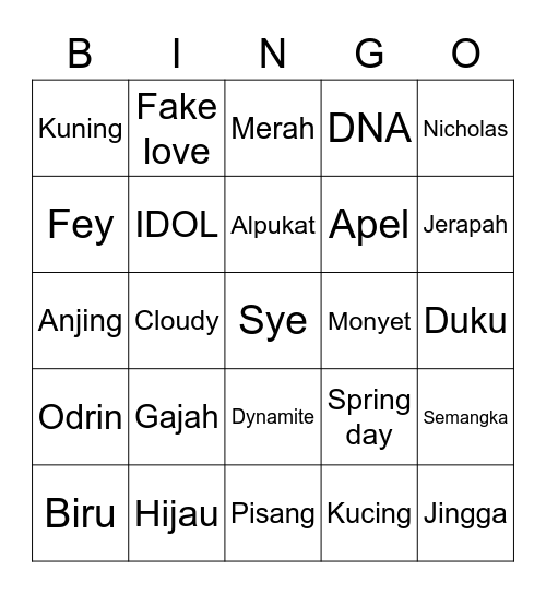 Bingo butterfly Bingo Card