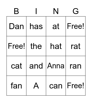 Lessons 1-3 Bingo Card
