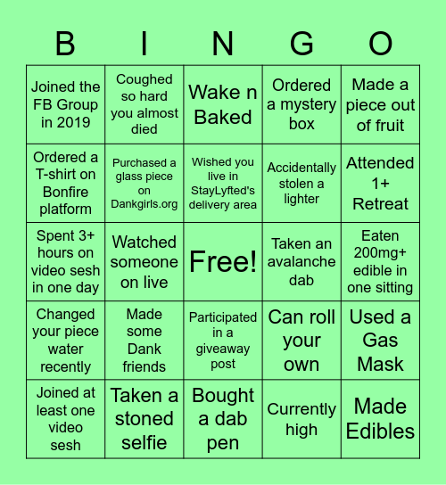 Dankgirls Bingo Card