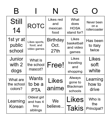 Untitled Bingo Card