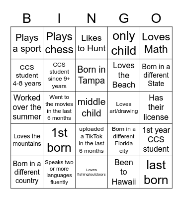 Get to Know Your Neighbor Bingo Card