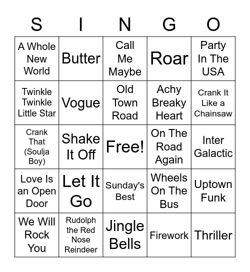 Singo Bingo Card