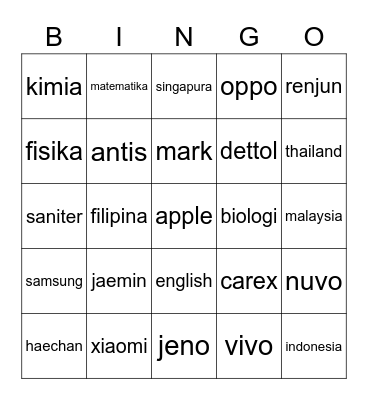 Kinara Bingo Card