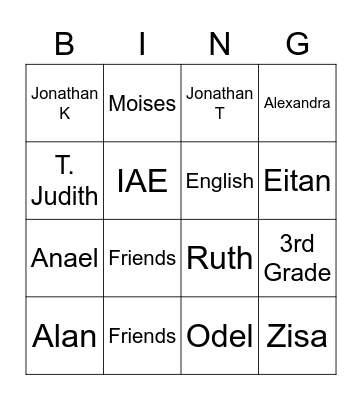 3rd Grade D's Bingo! Bingo Card