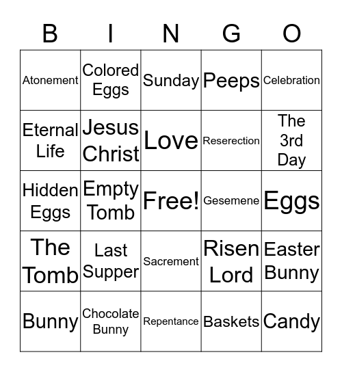 EASTER Bingo Card