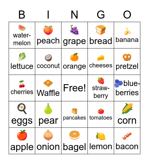 Foods - Part 1 Bingo Card