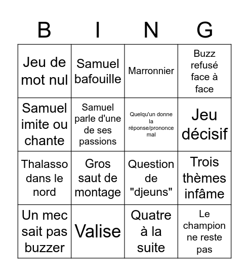 QPUC Bingo Card
