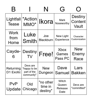 BUNGO BINGO (WITCH QUEEN EDITION) Bingo Card