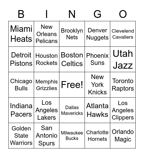 NBA Bingo Card