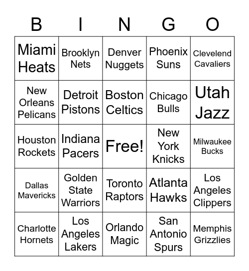 NBA Bingo Card