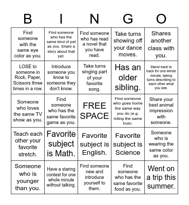 Human Bingo Card