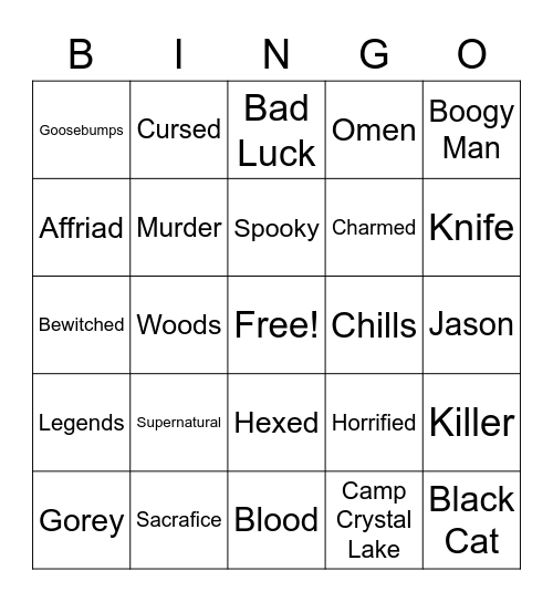 Friday the 13th Bingo Card