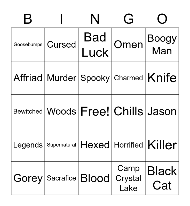 Jasper's Spooky Month 6 Bingo Card