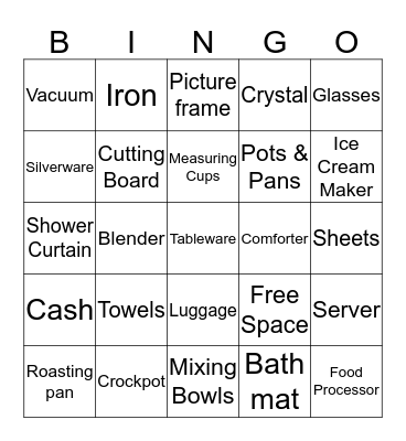 Bridal Shower Bingo Card