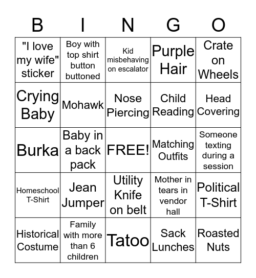 Homeschool Convention Bingo Card