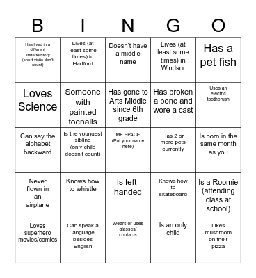Get-To-Know-You BINGO Card