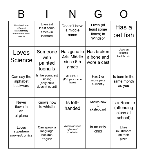 Get-To-Know-You BINGO Card