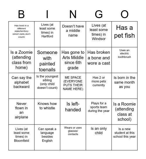 Get-To-Know-You BINGO Card